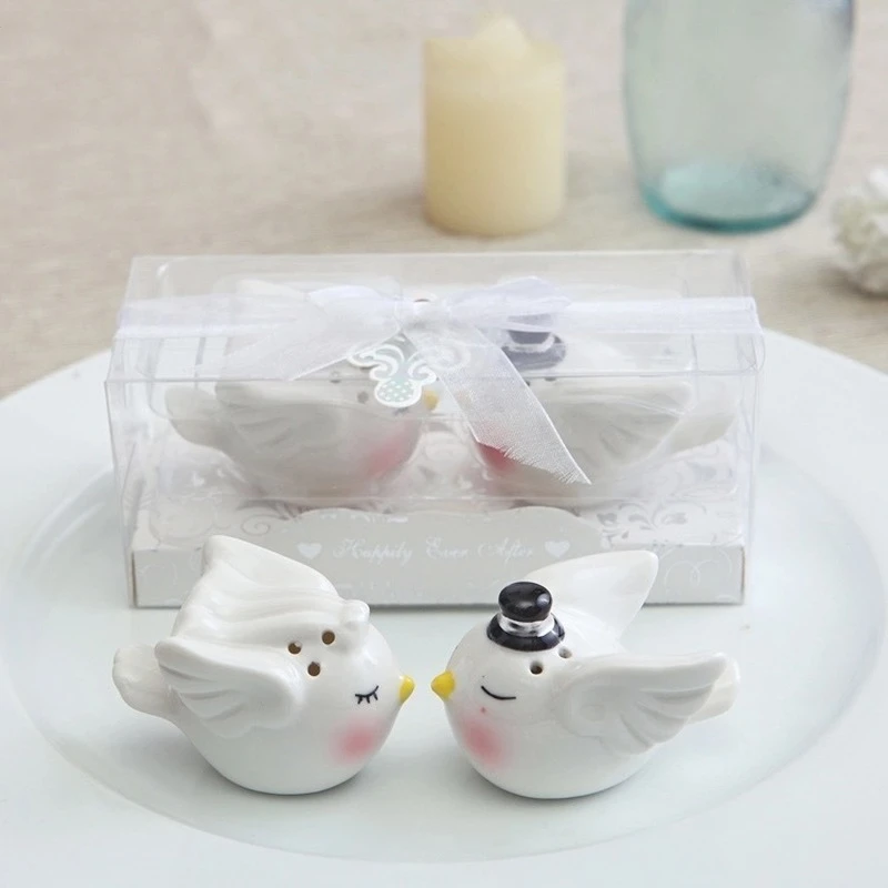6.2*4*4.2Cm Cartoon Handgeschilderde Angel Vogel Paar Keramische Spice Fles Paar Thuis keuken Benodigdheden Peper Zout Shaker
