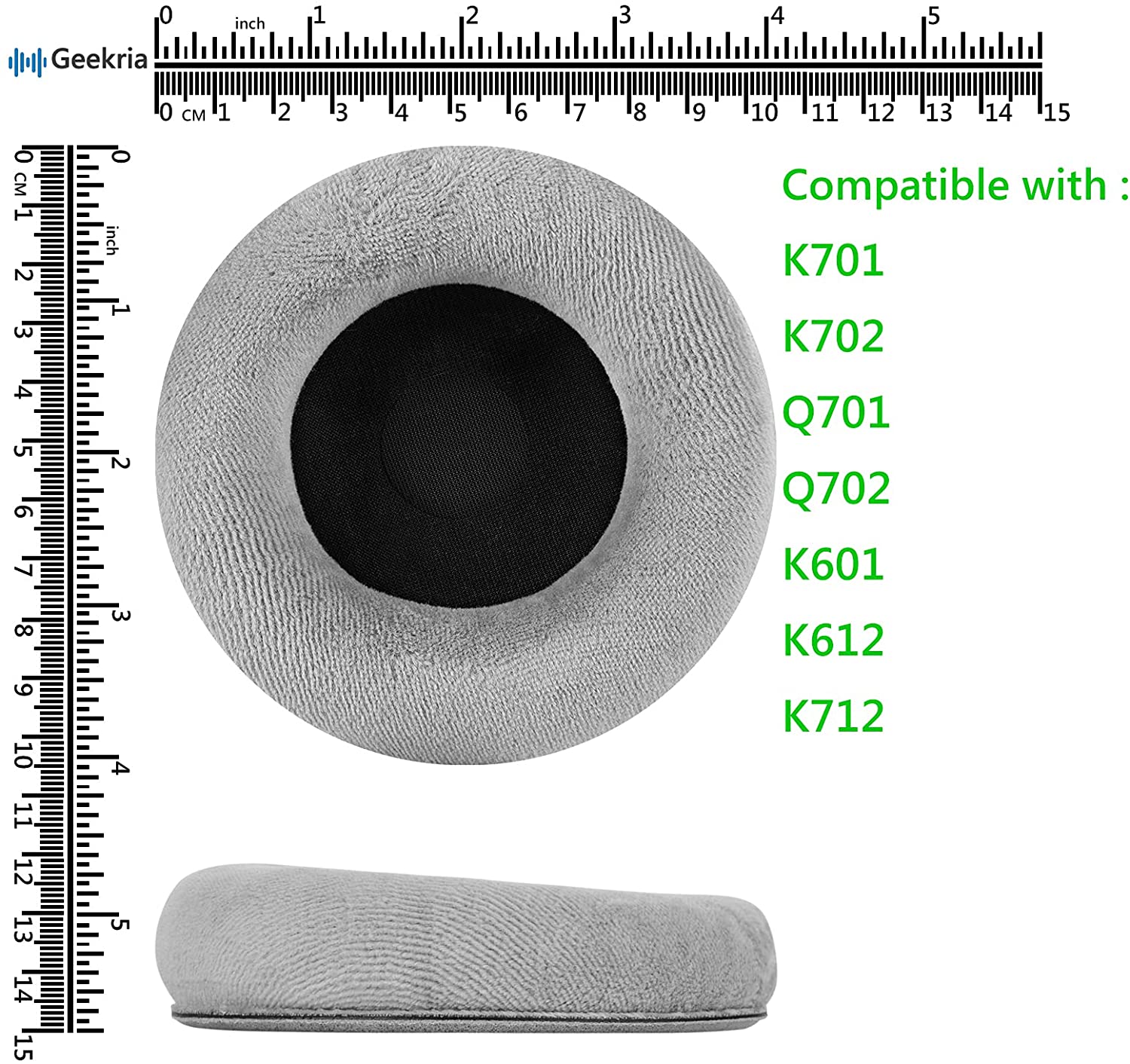 Geekria Comfort Velour Replacement Ear Pads for AKG K701, K702, Q701, Q702, K601, K612, K712 Headphones Earpads