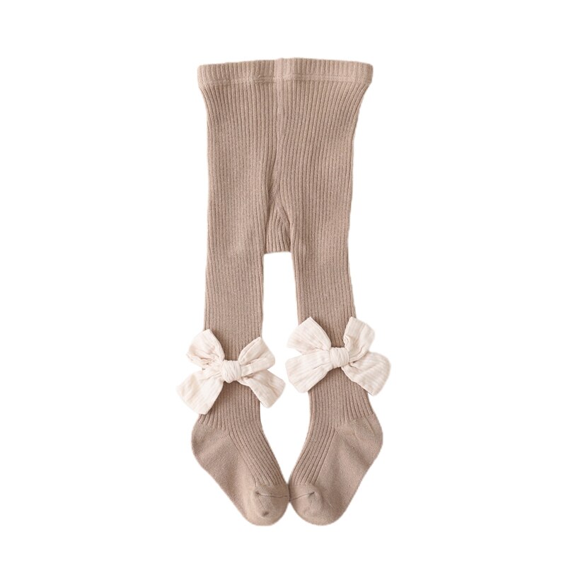 0-4y outono inverno kawaii adorável bebê menina meia-calça collants tricô bowknot inferior malhas quentes calças leggings 5 cores: Khaki / 24-26 for 2-4Y