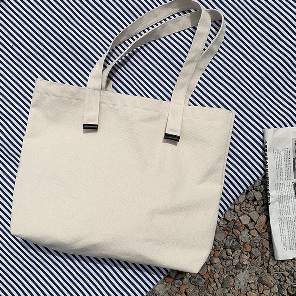 Mode Effen Kleur Tote Bag Beige En Zwart Winkelen Originele Unisex Reizen Canvas Tassen Eco Opvouwbare Shopper Totes Grote Tote