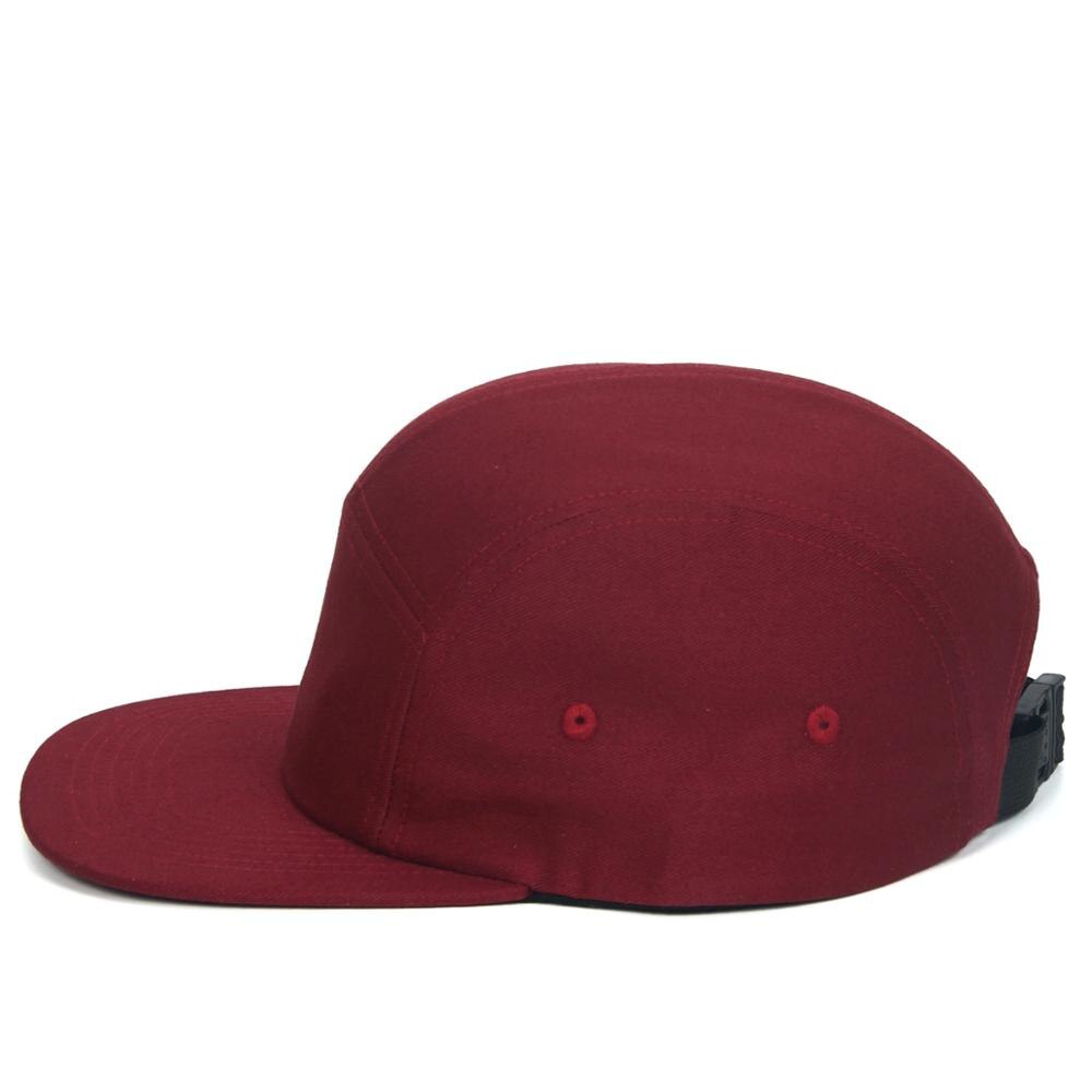 DongKing 5 Panels Cap Short Brim Hat Flat Bill Cotton Blank Camping Hats Solid Colors Low Crown Classic Adjustable: Burgundy