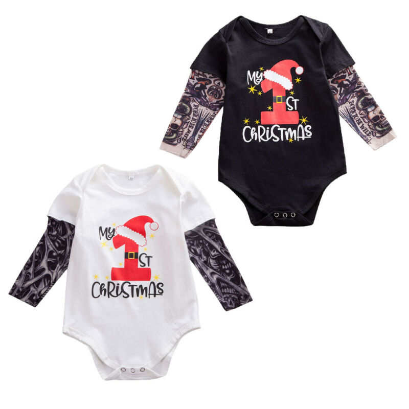Emmababy  my 1st kerst kind baby meisje jongens kerst romper bodysuit jumpsuit outfit kleding