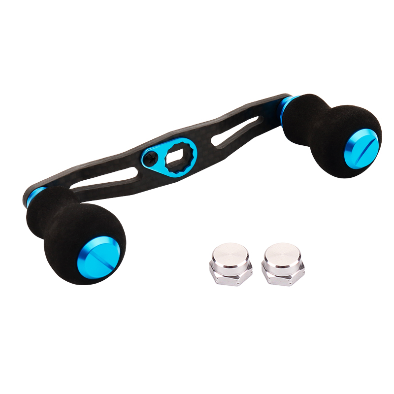 Jitai 8*5/7*4Mm Gat Carbon Visserij-reel Handvat Voor Baitcasting/Spinning Wielen Zwart Eva knoppen Vissen Accessoires Rocker: LAKE BLUE / 7X4MM