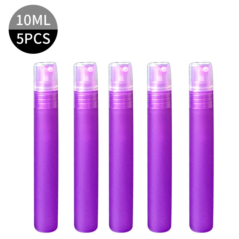 Mini botella recargable con rociador, botella de muestra portátil, atomizador pequeño, botellas con atomizador, 1/5 Uds., 5/10 Ml: purple 10ml 5pcs