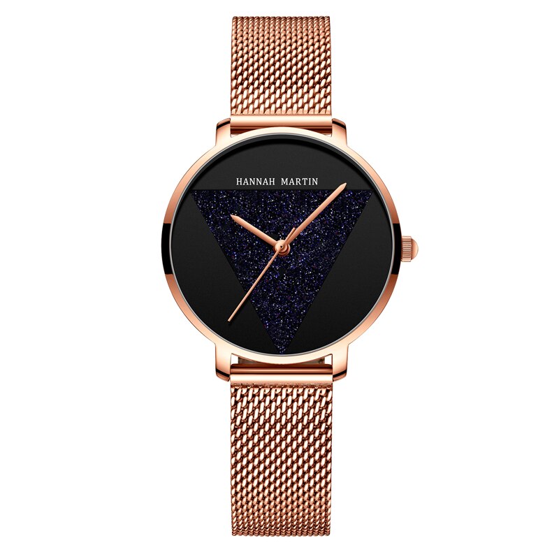 Reloj HM-1332 de acero inoxidable con correa de malla para mujer, cronógrafo de estilo japonés, resistente al agua