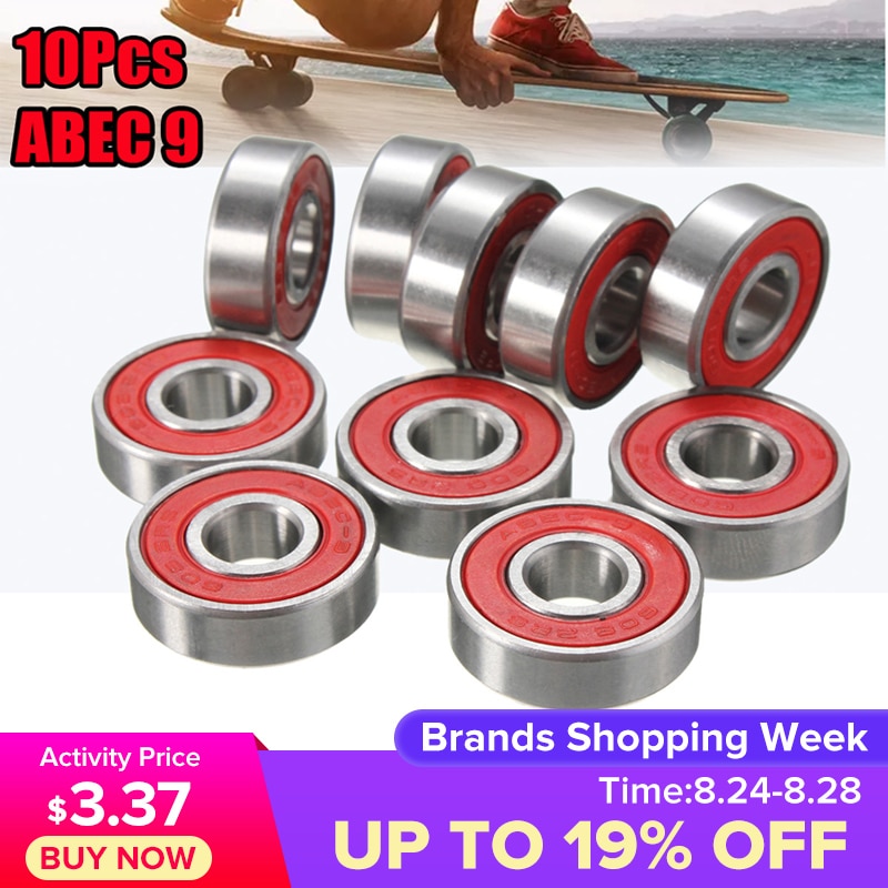 10 PCS ABEC 7 608RS Skate Scooter Skateboard Wheels Spare Bearings Ball Roller Highest Precision Shafts