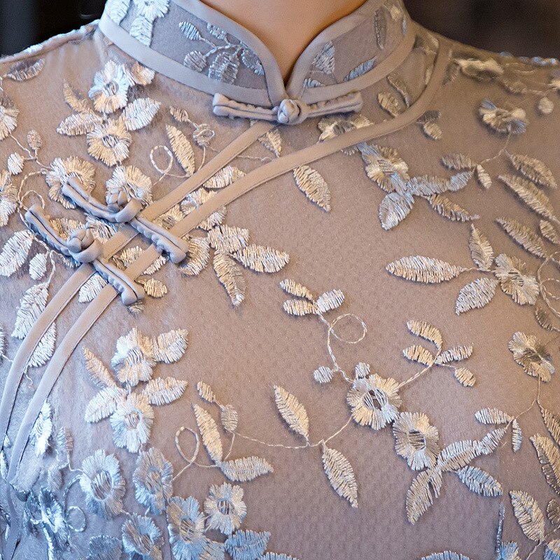 Sexy Dames Lange Cheongsam Borduurwerk Chinese Traditionele Qipao Zomer Vintage Elegante Qipao Jurken