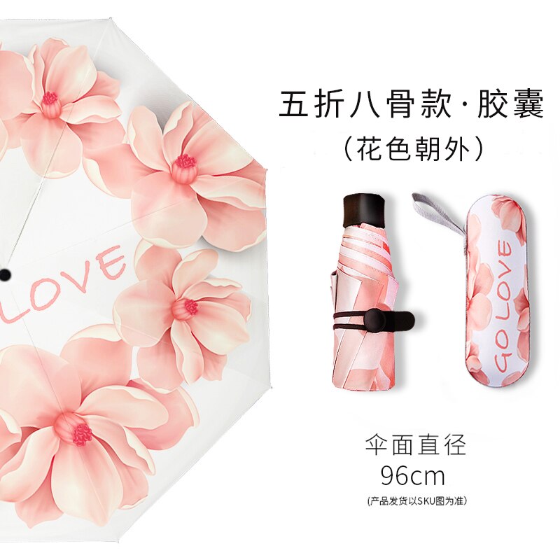 Cute Small Umbrella Rain Women Cute Windproof Folding Men Umbrella Uv Protection Paraguas Plegable Kids Umbrellas Sakura EA60YS: Style 1