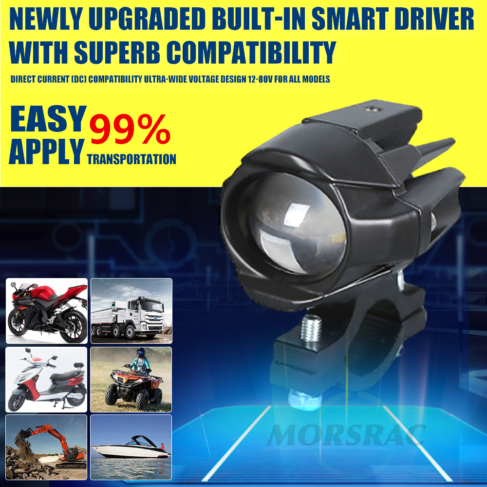 Moottoripyörän lisä-led-ajovalot, led-valot, 12-80v kaksiväristä valkoista/meripihkanväristä yleismallista lisäkaukovaloa, sumuvalot