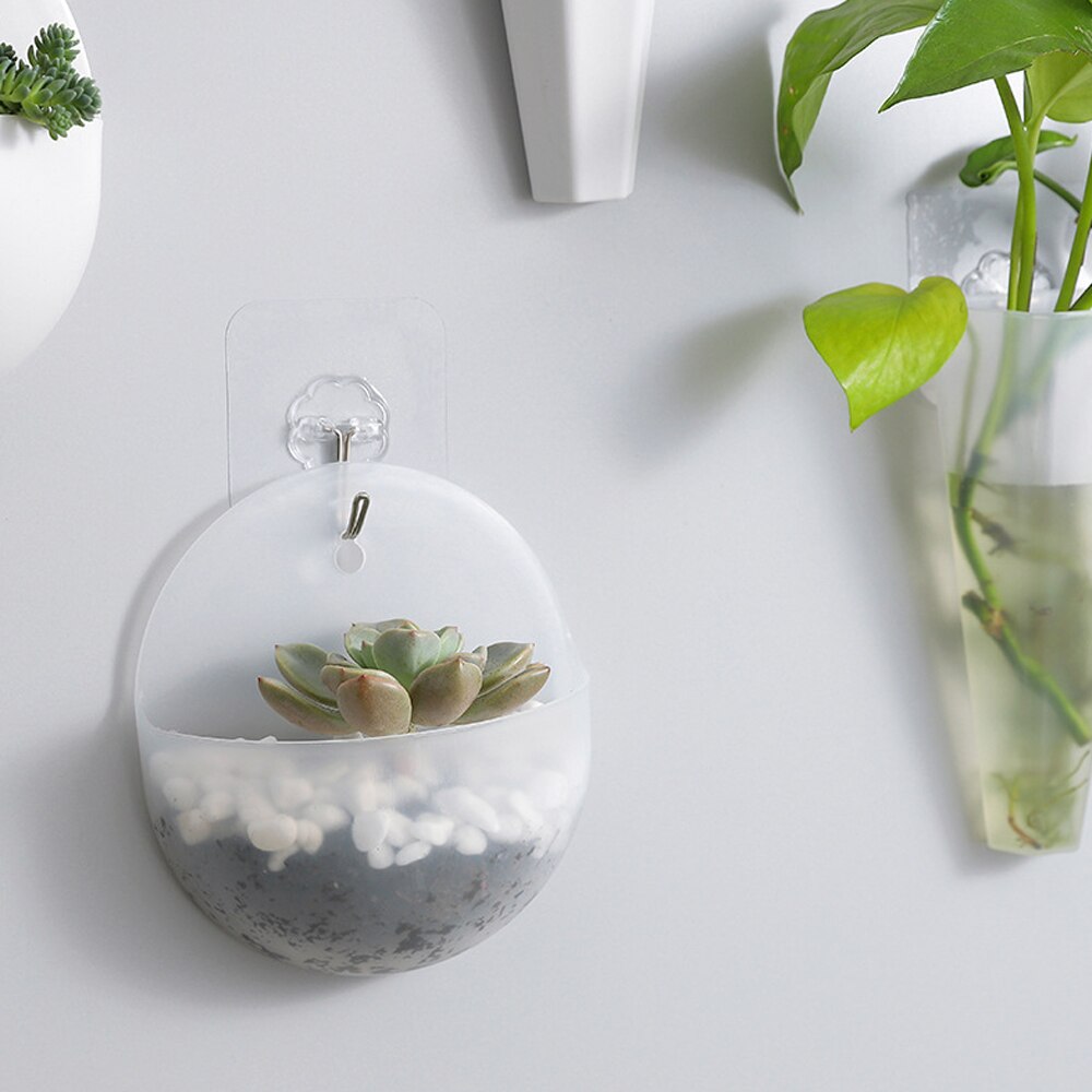 Wall Mounted Vase Hydroponic Wall Hanging Flower Pot Plastic Plant Vases Container Home Office Garden Decoration Wall Vase