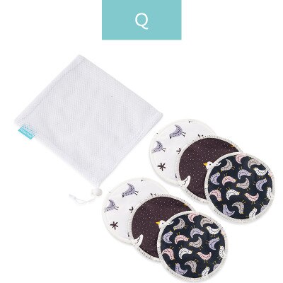 6pcs/pack Bamboo Fiber Breast Pad Nursing Pads for Mum Waterproof Washable Feeding Pad Bamboo Reusable Breast Pads Laundry Bags: SMT088 Q