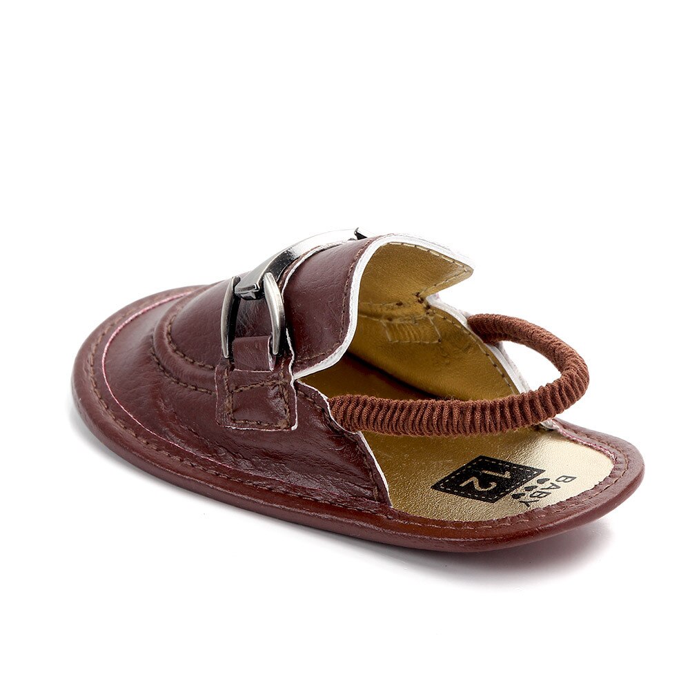 bambino infante elastico gruppo musicale scarpe ragazzo sandali PU fibbia cinghia cotone morbido anti-scontrino suola casuale bambino piccolo culla scarpe sandali