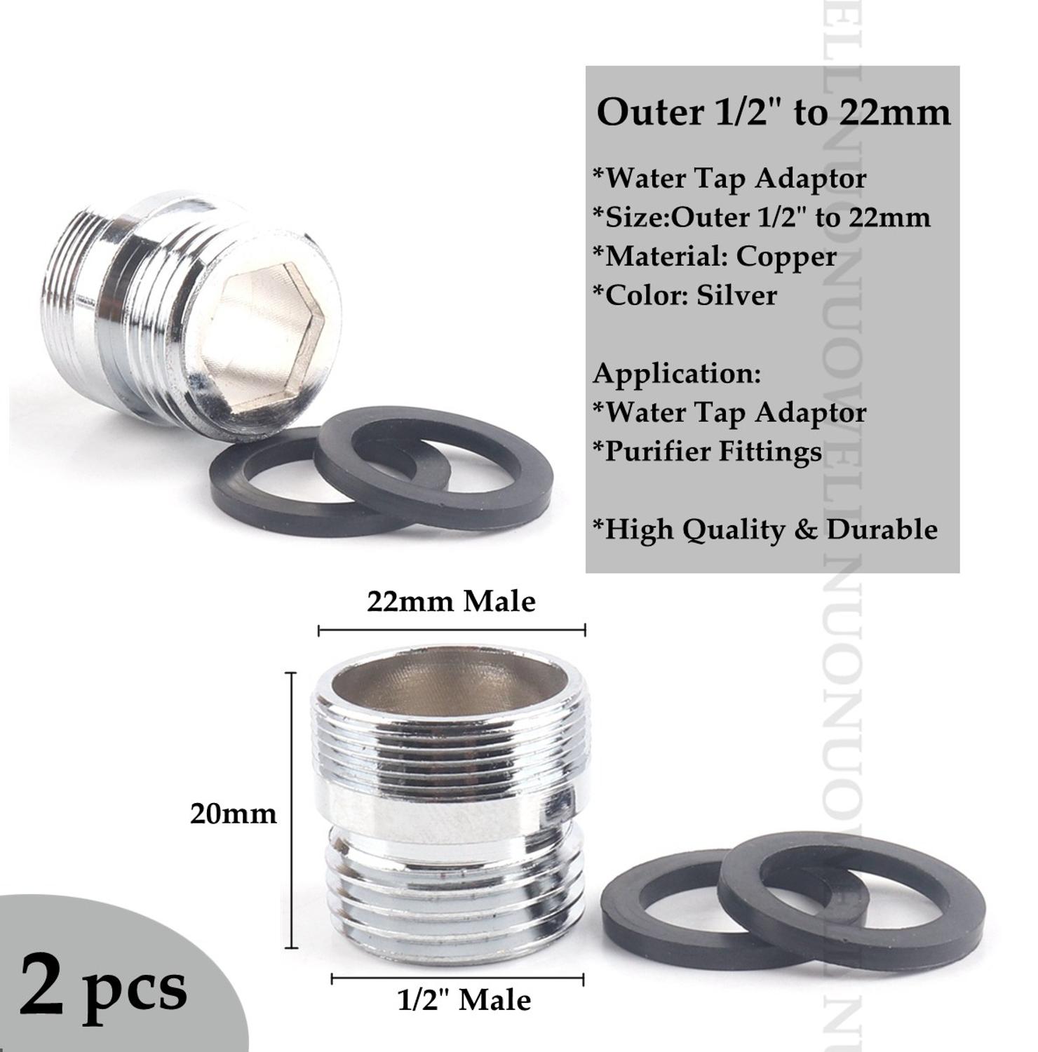 2pcs M22 Copper Kitchen Faucet Aerator Water Tap Adaptor Purifier Fittings Replacement Accessories Male Female Pipe Fittings: M1l2in-M22