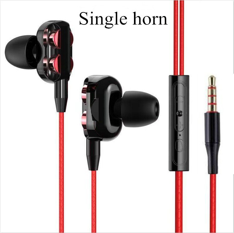 Stereo oordopjes met dubbele aandrijving, in-ear sportheadset met microfoon, mini-oordopjes, handsfree oordopjes voor iphone, samsung, huawei, xiaomi: Rood (enkele hoorn)