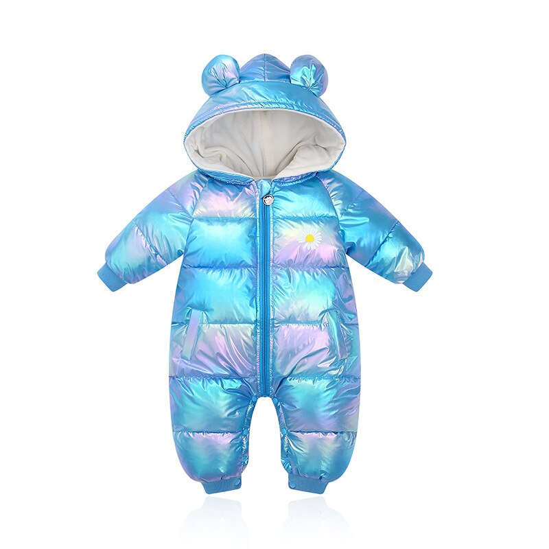 Infant Kid's Jumpsuits Thickened Autumn Winter Kid's Cotton-padded Clothes Shiny Waterproof Baby Romper Boy and Girl Baby Outing