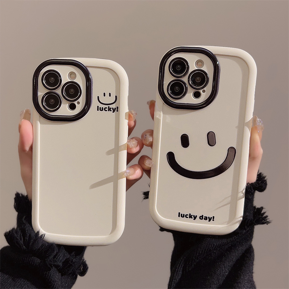 Funda de teléfono con de sonrisa bonita para iPhone 15 14 11 12 13 Pro Max 16 XS XR Plus 7 8 SE, funda de teléfono de TPU, nuevos productos