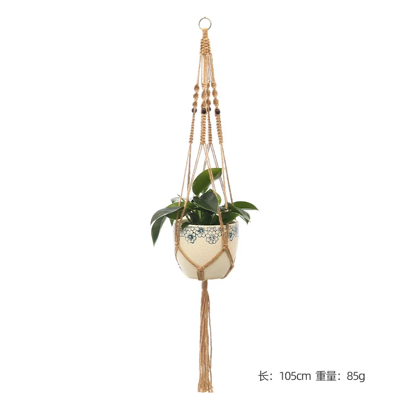 Panier suspendu pour plantes vertes de jardinage, corde en coton, Pot de fleur, macramé fait à la main, support mural de poche, style Boho, décoration de maison pour cour: BLEU CIEL