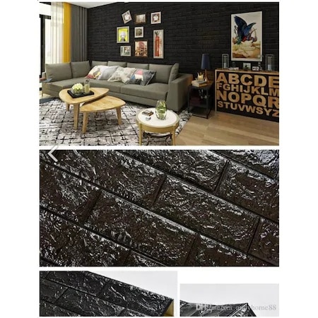 DECORATIVE ADHESIVE FLEXIBLE BLACK BRICK WALL CLADDING PANEL 381730385