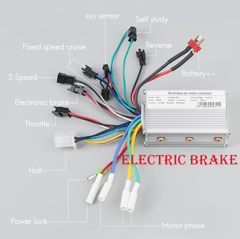 Bicicleta Electrica Controller 24V 36V 48V 250W 350W 15A Borstelloze Versnellingsnaaf Motor Ccontroller Elektrische fiets Conversie Kit: Electric 36V 350W