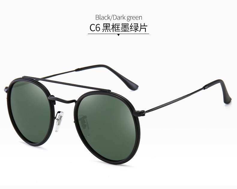DPZ Classic women Round Polarized sunglasses 3647 rays men Driving car male sun glasses UV400 oculos de sol with box: 3647 C6 / no box