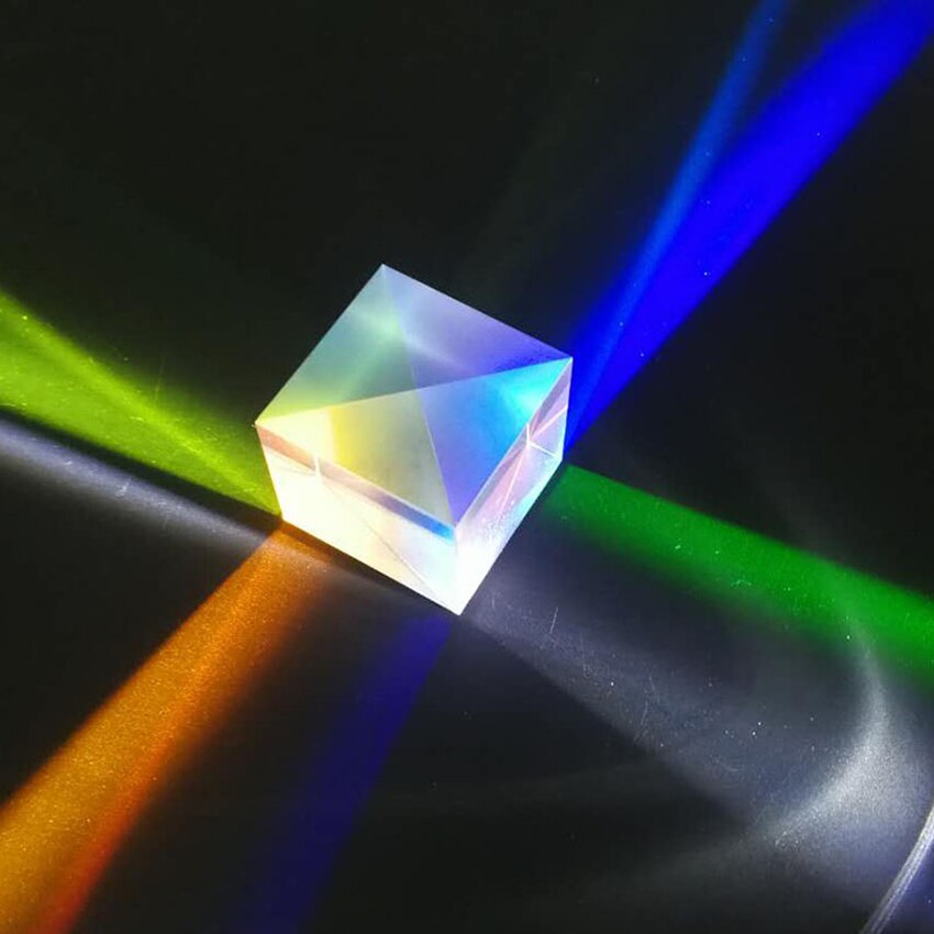 Luz prismática brillante de seis caras de 15x15mm, combinación de prismas de cubo, viga de colores, divisor, instrumento de experimento óptico, herramienta de enseñanza