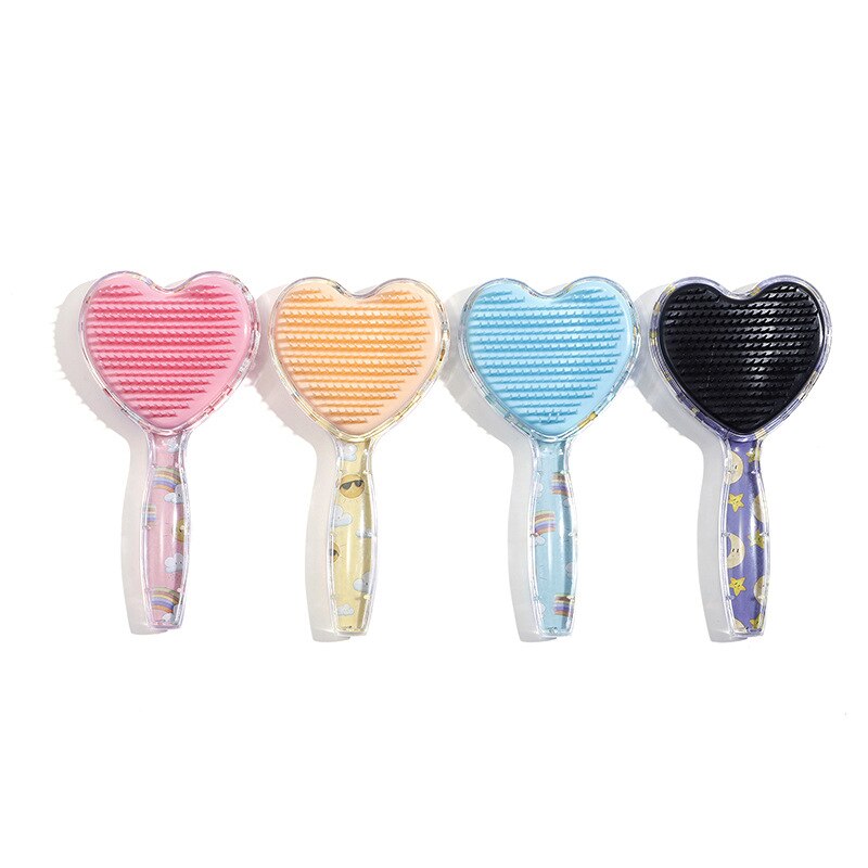 Cute Heart Hairdressing Comb for Kids Anti-knot Massage Hair Comb for Children Girls Cartoon Unicorn Flowing Stars Hair Comb