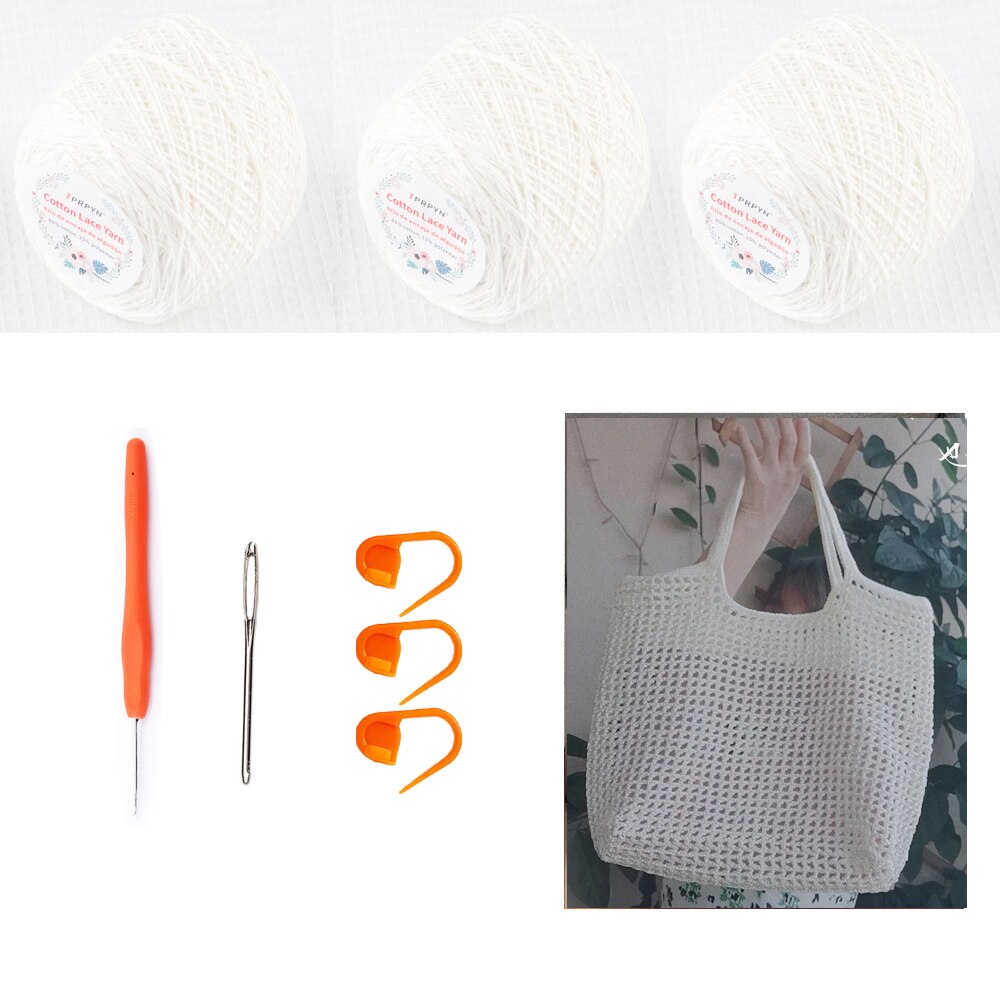 Bag Crochet Kit with yarn DIY hole Shoulder Bags kits beginner Handbag Knitting Crocheting set with material pattern vedio: 2