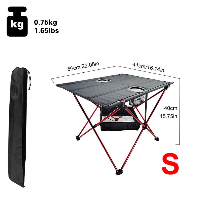 Lichtgewicht Draagbare Oxford Doek Waterdichte Opvouwbare Tafel Met Bekerhouders Voor Camping, Wandelen & Picknick