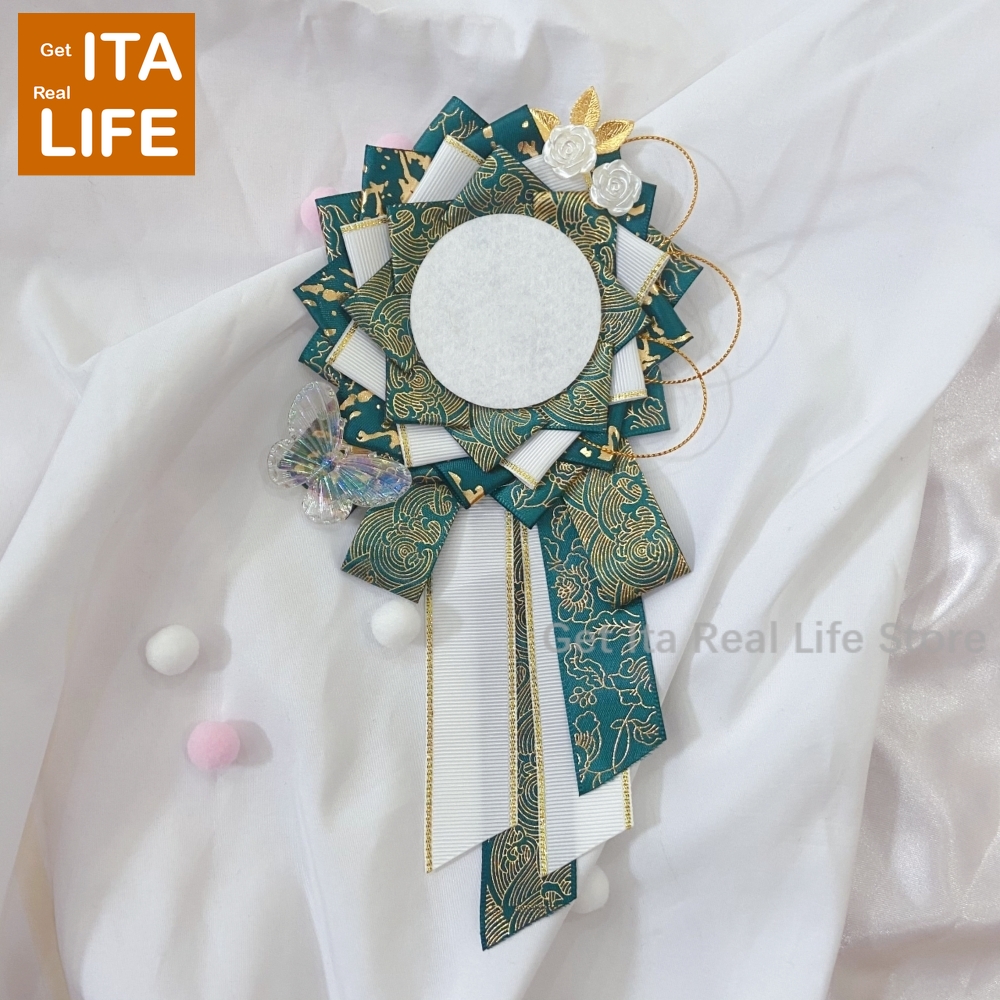 Italife Nowa Torba Ita, Przypinki, Uchwyt na Odznaki z Kwiatami na Odznaki Anime 58mm, Ręcznie Robione Jedwabne Wstążki, Akcesoria robić Dekoracji Itabag, Przypinki H333: zielony