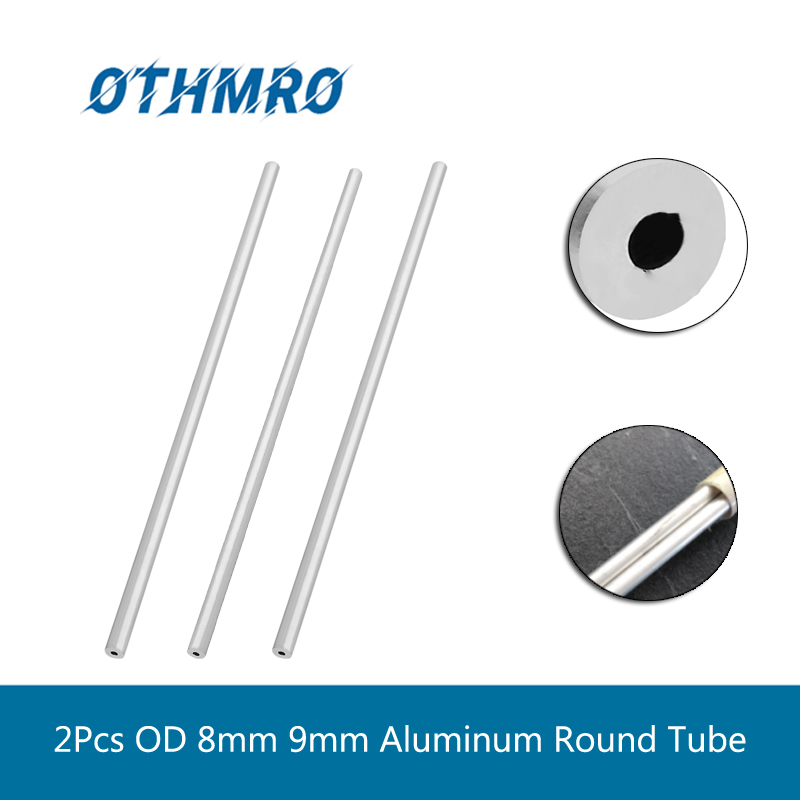 Tubo redondo de aluminio, 6063 OD, 8mm, 9mm, sin costura, recto, 300mm de longitud, para entrada de aire DIY, 2 uds.