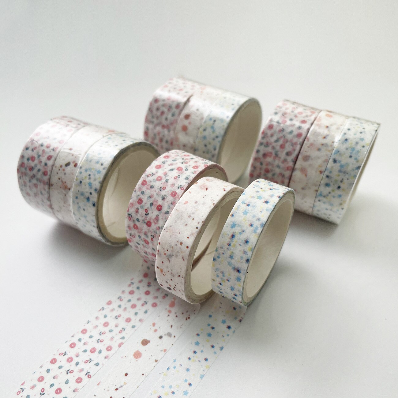 Juego de cintas Washi de 3 piezas, cintas decorativas de Flora geométrica, grabables, Vintage, para manualidades, álbum de recortes, diario, planificador: I