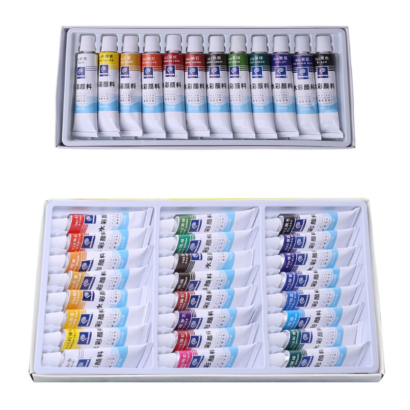 12ml 12/24 Colors Paint Tubes Drawing Painting Watercolor Pigment Set Artist Art Supplies