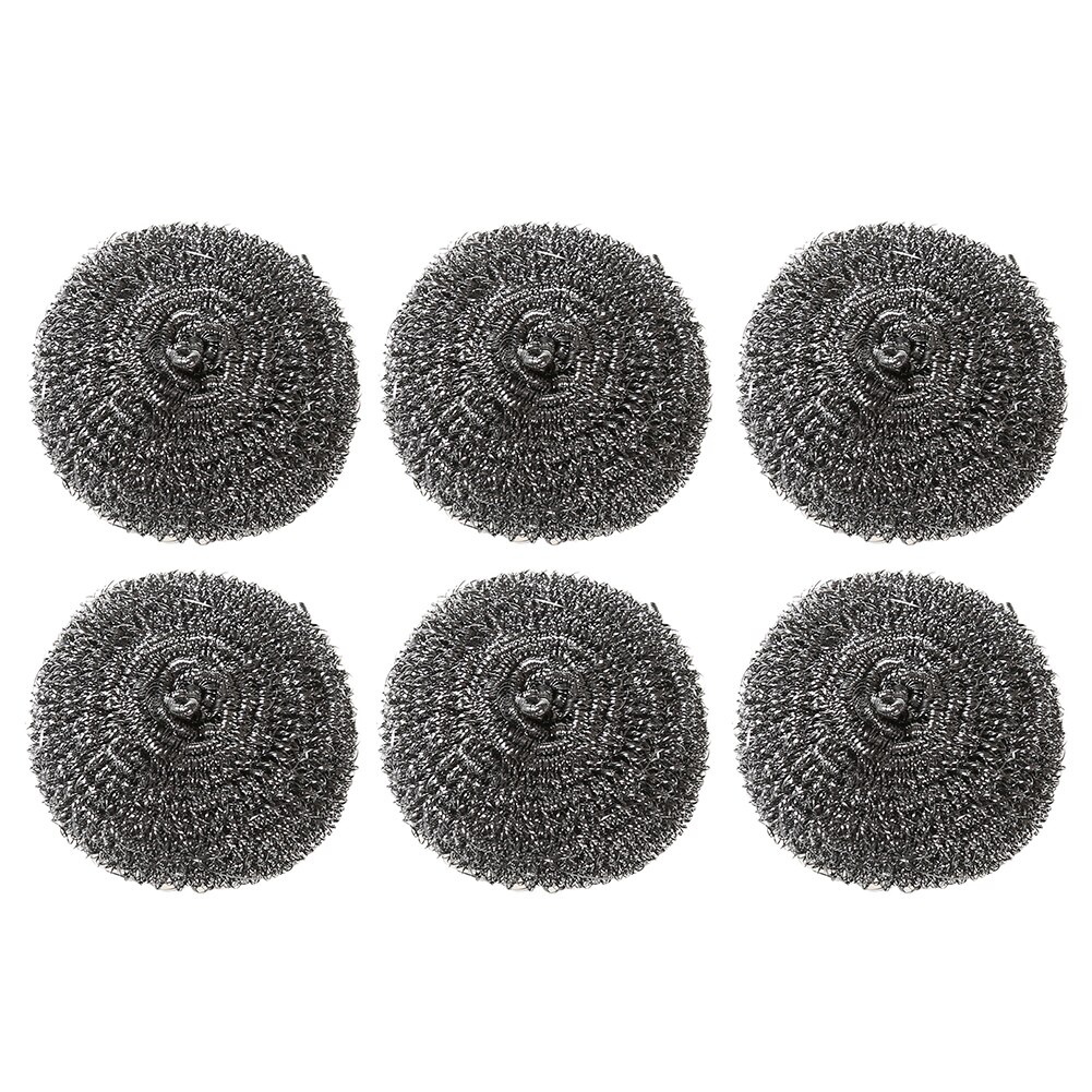 6 Pcs Stainless Steel Sponges Kitchen Cleaning tools Scrubbing Scouring Pad Steel Wool Scrubber For Kitchens Bathroom: Default Title