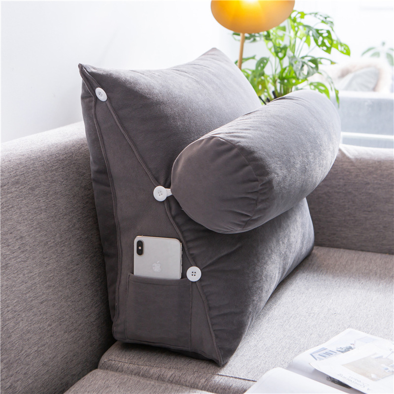 Comfort Driehoek Bed Lezen Kussen Grote Grote Sofa Bed Bed Lendensteun Kussen Rugleuning Rugleuning Pijnbestrijding Kussen: Advanced Gray