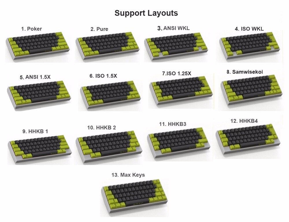 Universal GH60 Plate Aluminum Anodized for PCB Mounting and Stabilizers Support ISO ANSI for 60% Keyboard DIY