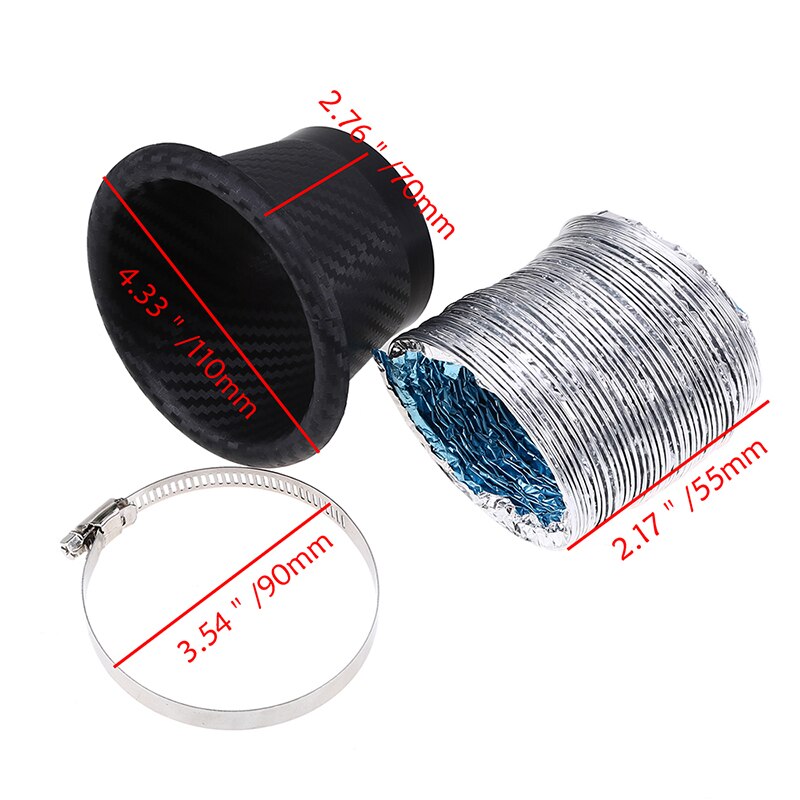 POSSBAY Car Front Bumper Turbo Air Intake Pipe Turbine Inlet Air Funnel Kit Round Rectangle ABS Plastic Cold Air Intake System