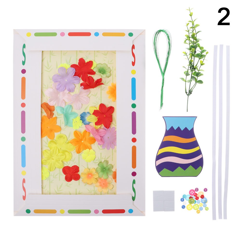 Button Bouquet Handmade DIY Production Material Package Mother's Day Greeting Cards Child Crafts Kindergarten Educational Card: 02