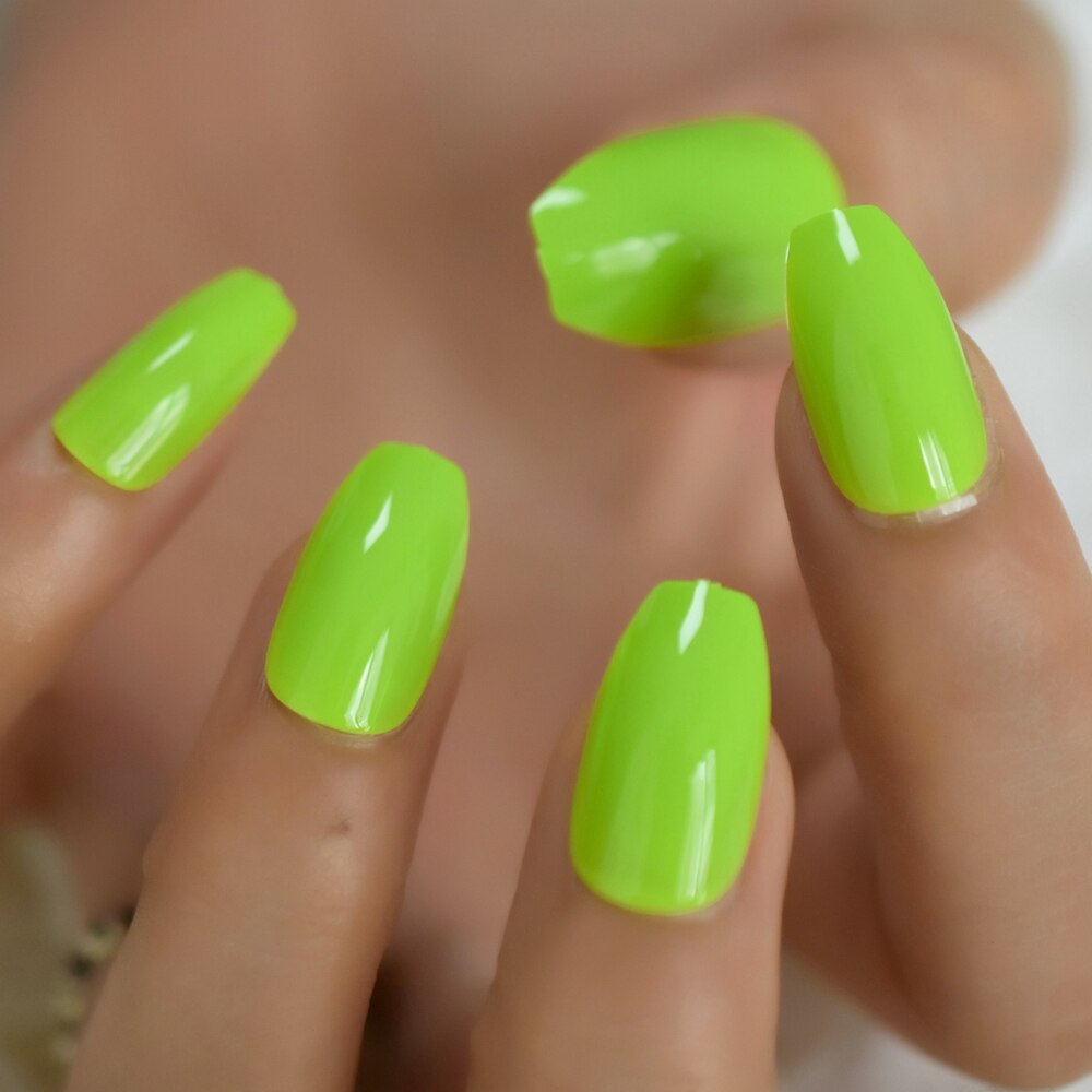 Faux-ongles de couleur verte claire, France, , pointe moyenne, bâton carré, couverture complète, fournitures pour professionnels: L5208
