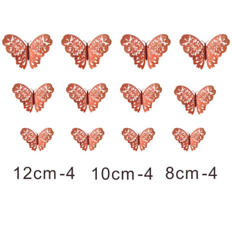 3D Vlinder Muurstickers Vlinder Muurstickers Voor Home Decor Diy Vlinders Gxma: rose gold