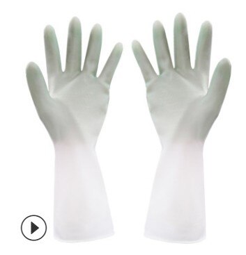 Kitchen Dishwashing Gloves Household Rubber Gloves Waterproof Anti-Hook Break Rubber Leather Durable Housework Glove: Green / S