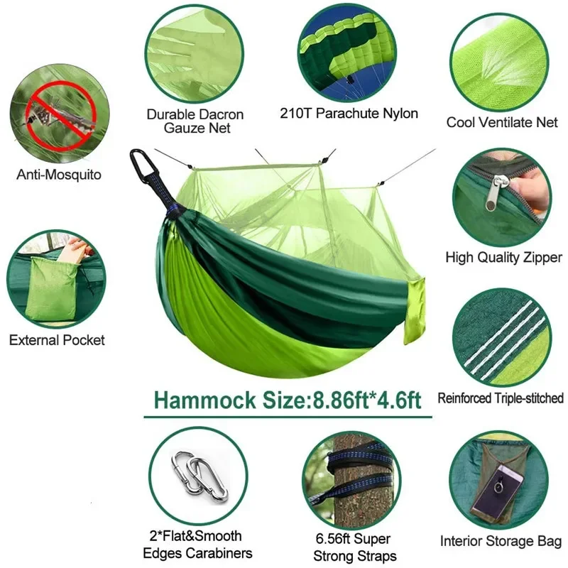 Camping Hangmatten En Accessoires, Waaronder Hangmat Met Mesh Regenvlieg Zeildoek Boomriemen Voor Buitengebruik Wandelen Backpacking Reizen