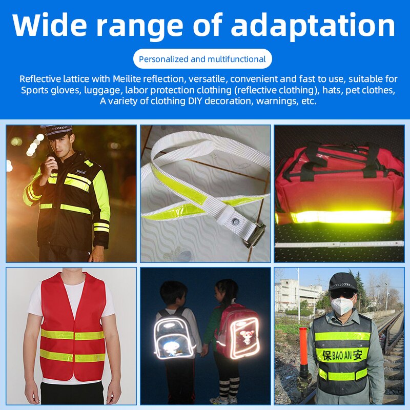 Banda de celosía reflectante para ropa, señal de advertencia de seguridad, cinta reflectante de costura, material reflectante para uso en tráfico, 5cm x 3m