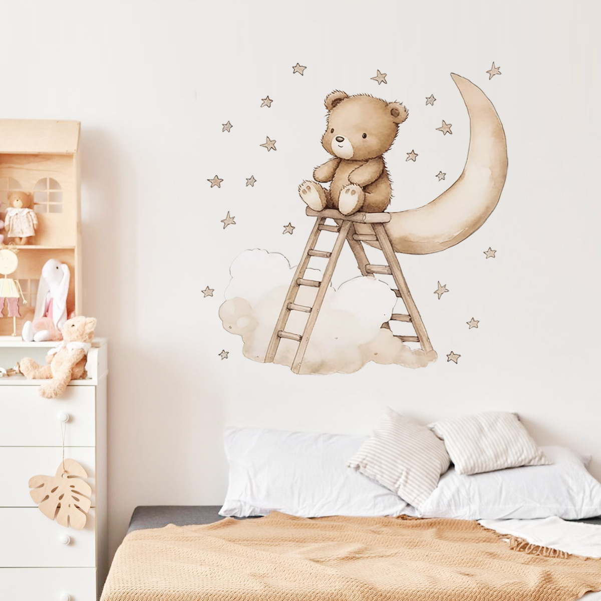 Schattige beer muurstickers voor kinderkamers jongens meisjes babykamer decoratie kind behang dier kinderkamer decor zelfklevend vinyl: Bordeaux