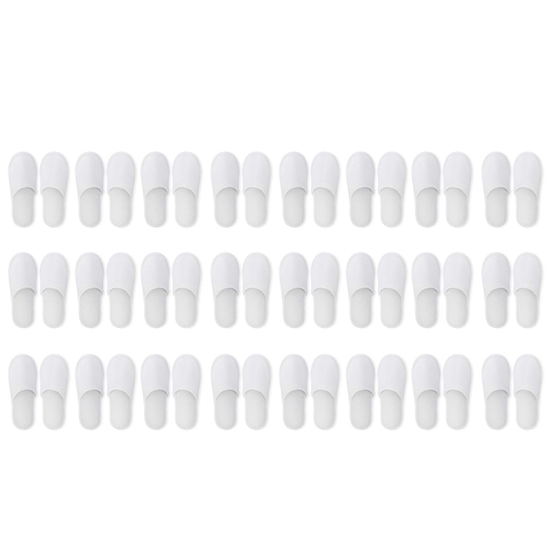 Pantufas descartáveis, 24 pares de pantufas descartáveis de dedos fechados para homens e mulheres para hotel, spa convidado, (branco): Default Title