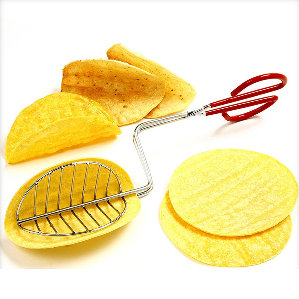 Taco Shell Maker Press Tortilla Fryer Tongs Kitchen Tools Gadgets Stainless Steel Baking Accessories Cooking BBQ Stuff