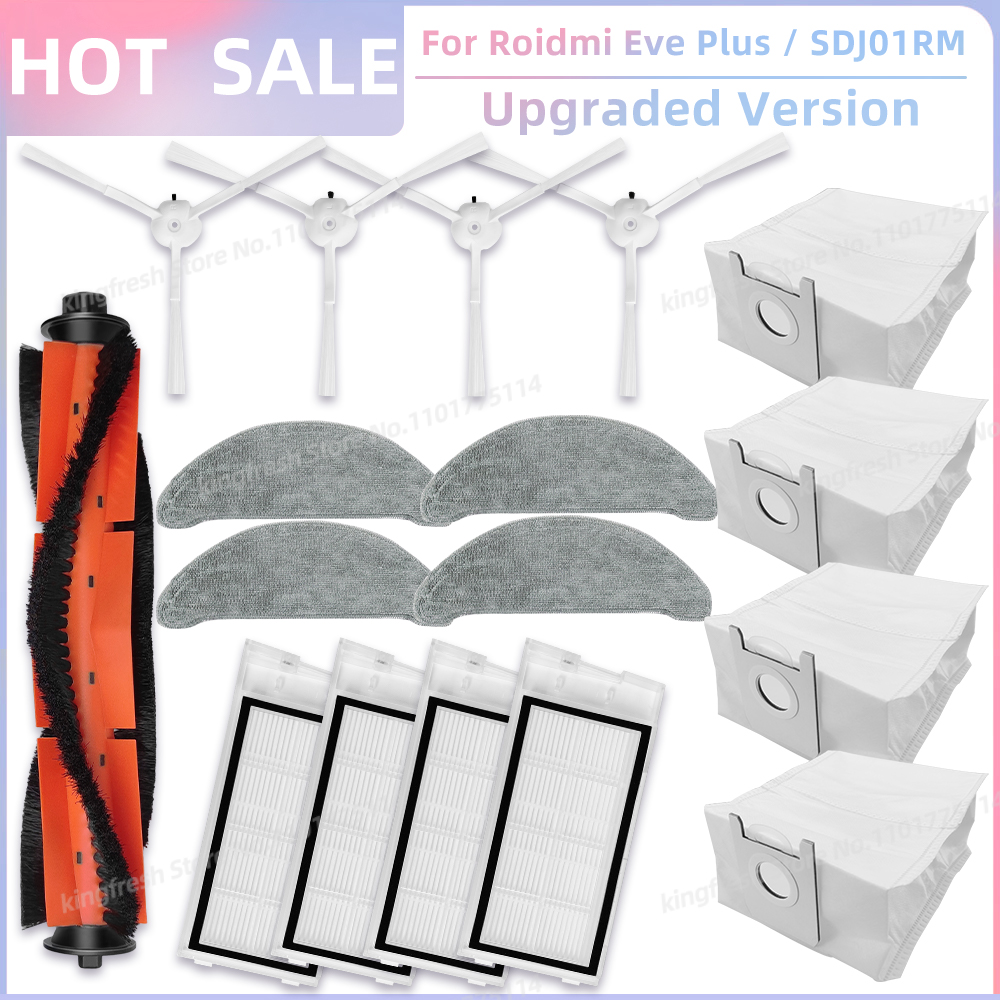 Fit For Roidmi Eve Plus SDJ01RM, XCLEA H30 Plus / H40 Plus Parts Main Roller Side Brush Filter Mop Cloth Bracket Bag Accessories: Pink