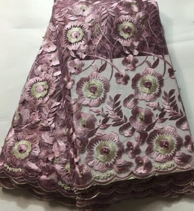 Marineblå afrikanske perler blondestof broderet nigeriansk blondestof fransk tyl blondestof til kvinder ylm 032