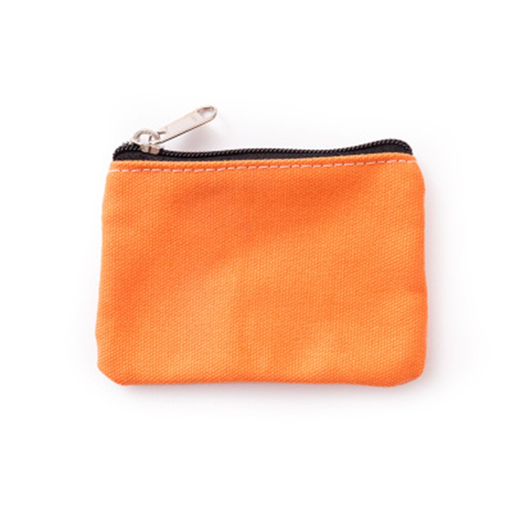 Small Canvas Zipper Pouches Cotton Cosmetic Bags Makeup Bags Cotton Canvas Coin Purse: orange