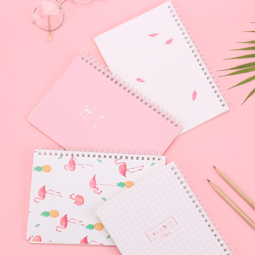 1Pc Briefpapier Flamingo Notepad A5 Notebook Kleine Verse Coils Deze Hand Grootboek Student Levert 120 Pagina 'S