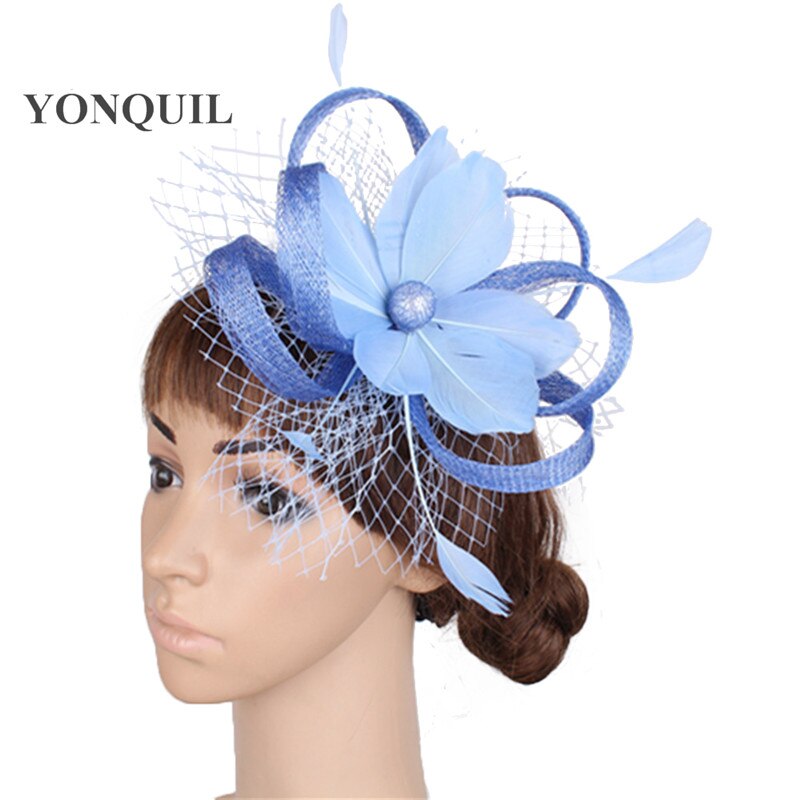 21 farver klassisk sinamay lille fjer blomst fascinator pige hovedbeklædning dame hovedbeklædning race dans fest hat myq 090